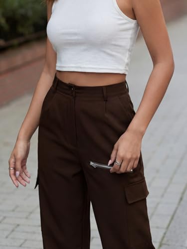 Image of GRECIILOOKS Cargo Pants For Woman | Trousers For Womans |High Waist Trouser for Women - Flared Parachute Pants with Side Pockets |Womens Cargo Pant | Elegant for College & Events (Available in Plus Size)