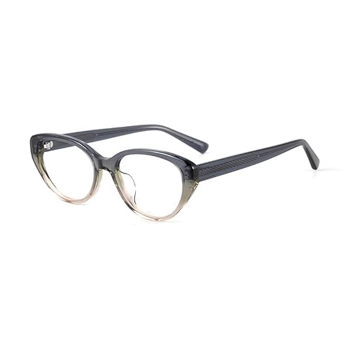 Unisex Tortoiseshell Oval Eyeglasses, 15.2 cm Wide Frames, Grey