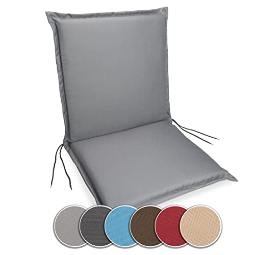 sunnypillow Gartenstuhlauflage Niedriglehner 100 x 50 - Stuhlauflagen Extra Dicke 9 cm - Auflage für Gartenmöbel UV-Lichtecht, Wasserdicht - Outdoor Stuhlkissen für Gartenliegen - Grau
