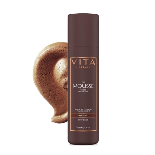 VITA LIBERATA Tinted Self Tanner Mousse - Dark 6.76 fl oz, Lightweight & Fast Drying Formula, Tinted For Easy Application, Lasting Tan, Formulated with Organic Aloe Vera & Hyaluronic Acid