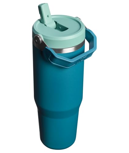 Image of STANLEY IceFlow 2.0 Flip Straw Tumbler with Handle 30 oz | Twist On Lid and Flip Up Straw | Leak Resistant Water Bottle | Insulated Stainless Steel | BPA-Free | Coastal Teal
