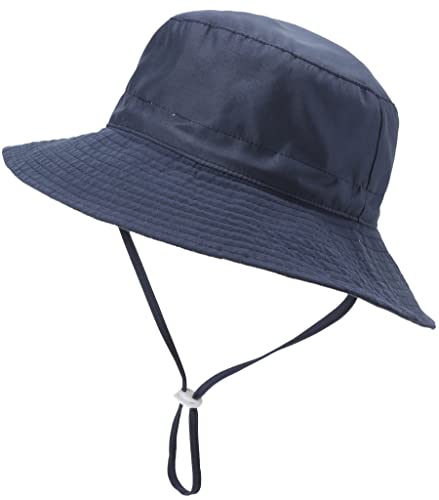 2Pcs Baby Boy Infant Sun Hat Toddler Summer Sun Protection Baby Boy Hats Beach Hats Wide Brim Bucket Hats White 2Pcs Navy&Grey 0-6Months #TOP2