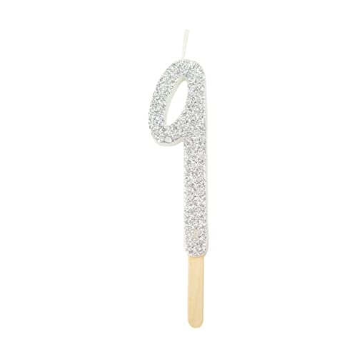 PME Silver Glitter Number Candle 9
