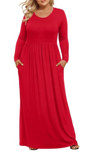 Image of LONGYUAN Women's Plus Size Maxi Dresses for Curvy Women Casual Long Dress XL-6XL