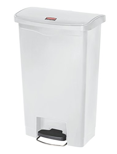 Image of Rubbermaid Commercial Products Streamline Slim Step-On Plastic Trash Can, 13 Gallon, White, Hands-Free Garbage Can for Medical Waste in Hospitals /Lab /Emergency /Patient Rooms