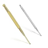 BLMHTWO 2 Pieces Acupressure Pen, Dual Head Reflexology Acupuncture Pen Deep Tissue Massage Stainless Steel Retractable Ear and Body Point Probe Pen for Home SPA (Gold and Sliver)