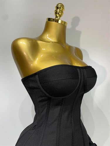 Women Evening Bandage Dress Strapless Bodycon Flowers Mini Sexy Birthday Party Dresses2