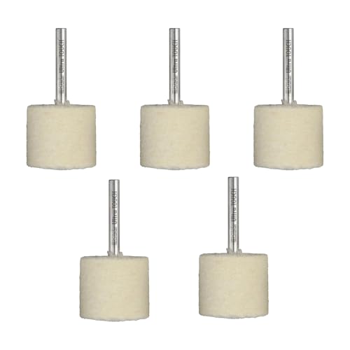 Image of Ultra Touch Felt Mop Wheel | 1 /4 inch Shank | Suitable for Polishing | Can be used with Drill Machine /Die Grinder | Metal Working | Pack of 5 (30 x 25mm)