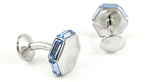 1 par de mancuernillas hexágono azul para hombre miniatura 2