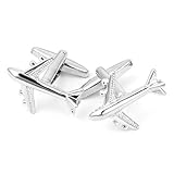 Peora Airplane Plane Jet Pilot Pair Silver Shirt Cufflinks for Men Boys Corporate Business Gift