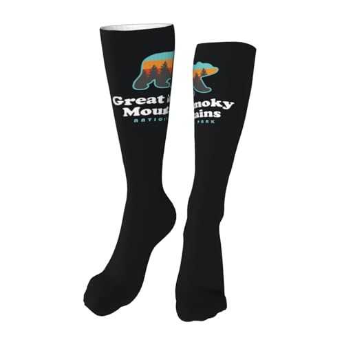Socks,Great Smoky Mountains National Park Socks for Women Mens Running Socks Soft Warm Long Socks Compression Socks Hiking Socks 20in Black