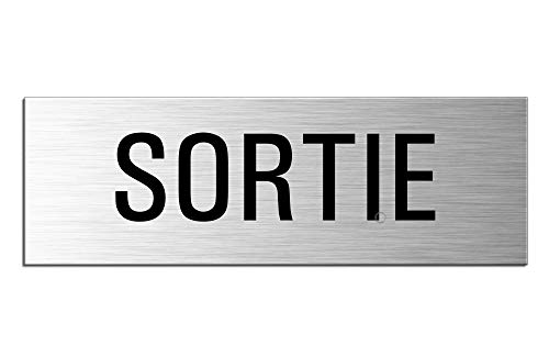 Plaque de Porte Sortie 240x80 mm Aluminium brossé Aspect Acier inox 25070-S