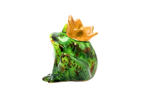 Dekohelden24 Funny Golden Crown Frog King Green Ceramic Frog Home Garden Patio Pond Decoration Length 6 x Width 12 x Height 9 cm - Image 3
