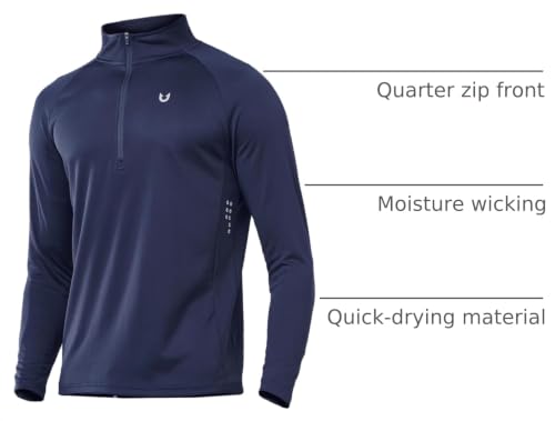 Image of NORTHYARD Men's Quarter Zip Pullover Athletic Running Shirt Long Sleeve | 1 /4 Zip Top, Quick Dry Lightweight, Moisture Wicking Breathable, Reflective Strips, Performance Workout Gym, Hiking Sports