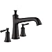 hansgrohe Joleena Transitional 2-Handle 14-inch Wide Roman Tub Filler Freestanding Bathtub Faucet in Matte Black, 04776670