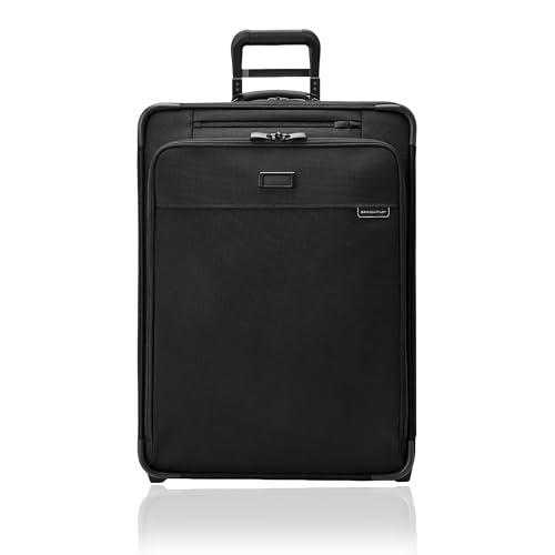 Briggs & Riley 26' Medium Expandable Upright - Checked Luggage for Travel, Suitcases with Wheels, Softside Rolling Bag for Men & Women, Self-Repairing Zipper - Baseline Collection, Black