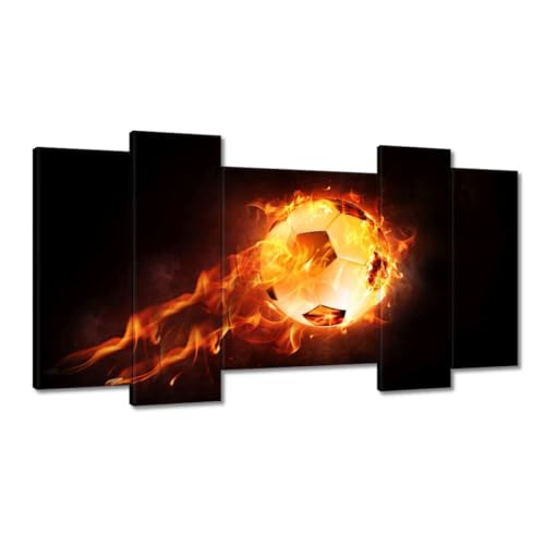 Toile football sur feu 120x65 cm creez une ambiance de stade dans votre salon