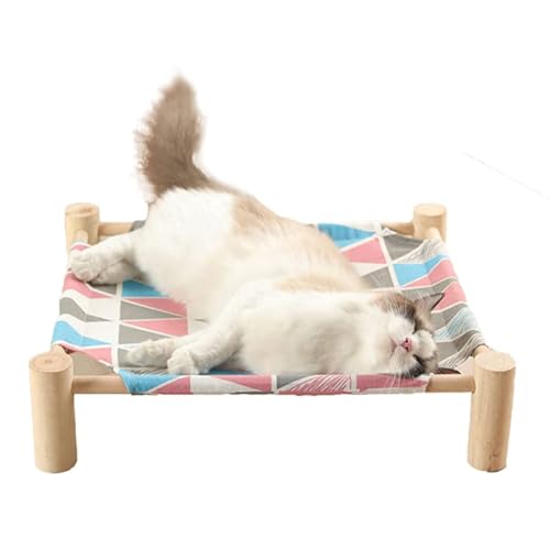 Hamaca de madera para gatos y perros pequeños cama elevada portátil lavable 7
