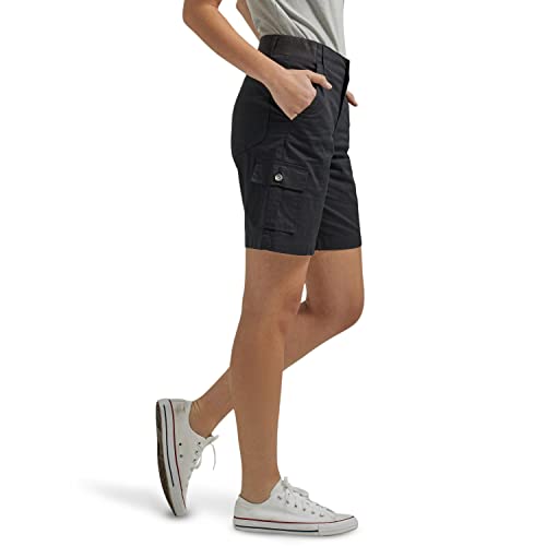 Lee Women's Flex-To-Go Mid-Rise Relaxed Fit Cargo Bermuda Short, Black, 14 Reg #TOP1