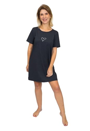 Camisola Feminino Algodão Adulto Manga Curta Com Estampa - Mescla Preto (Mescla preto, M)