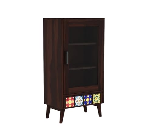 Image of Sheesham Wood Bookcase | Solid Wood Book Shelf for Home Library | Wooden Book Cabinet for Home & Office Living Room (Large, BBslf-Walnut3)