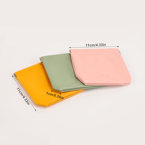 Travel Waterproof Self-Closing Yellow Coin Purse, Solid Colour Cash Pouch Wallet, Headphone Organiser, Key Case3