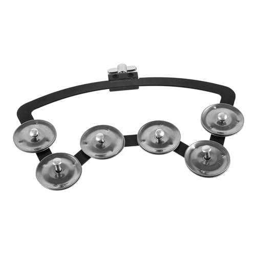 Yardwe Sturdy Drum Mount Tambourine with Jingles Hand Bell Instrument for Bands Parties and Performances for Enhancing Musical Atmosphere