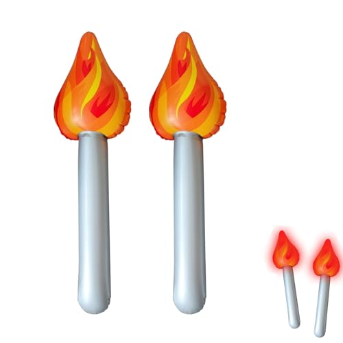 Simulation Fackeln Spielzeug für Halloween Deko, Multifunktion Aufblasbare Künstliche Feuerflamme mit LED Licht, für Halloween Desktop Dekoration, Schulsport Wettbewerb, Cosplay (2 Stück)