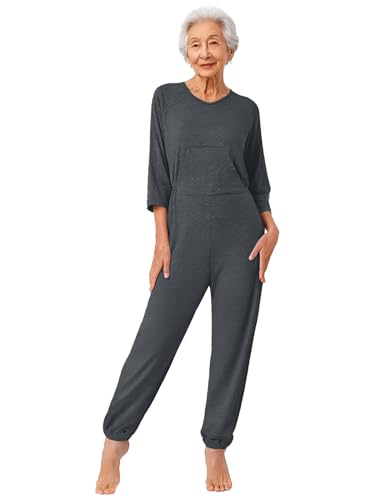 Grenouillère Alzheimer femme manches longues Oyolan : pyjama de soin pour l'hiver