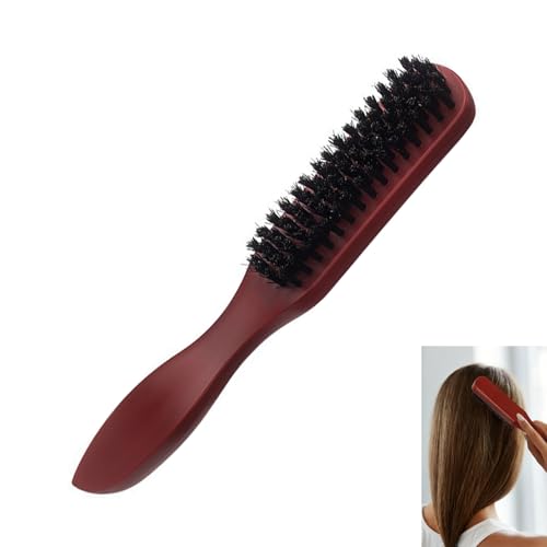Cepillo Barba Cerdas Jabalí Natural, Cepillo Profesional Barba con Mango Madera Ergonómico, Antiestático Alisador, Ideal para Barbas Cortas Largas, Exfolia, Estimula el Crecimiento Distribuye Aceites