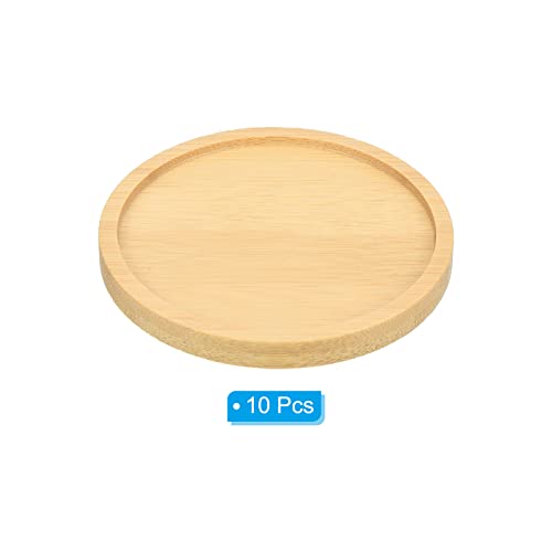 PATIKIL Plant Pot Saucer 3.7 Inch OD, 10 Pack Bamboo Round Flower Drip Tray for Home Indoor, Yellow, 9.5cm - Image 3