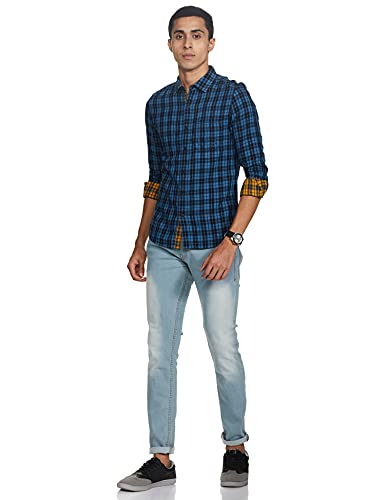 Image of Spykar Men's Checked Slim Fit Shirt