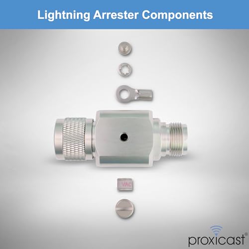 Image of Proxicast Coaxial Lightning Arrester /Suppressor with PL-259 & SO-239 (M /F) Connectors - Pro-Grade Coax Cable Surge Protector for HF, VHF, UHF, CB, Ham, Two-Way Radio and Other Antennas (ANT-234-002)