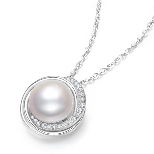 SUNFEEL Freshwater Pearl Necklace for Women Trendy, 925 Sterling Silver 8MM Real Pearl Necklace Pendant, Dainty Women's Jewelry Gifts for Mom Wife Girlfriend Anniversary Birthday Wedding Bridal4