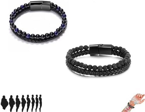 Men and Women's Natural Agate Stone Leather Bracelets for Lymph Detox and Chakra Health by Humanic+ Pro Maxhematie 1