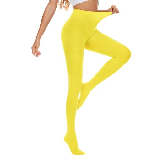 Image of American Trends Tights for Women, 80D Semi Opaque High Waisted Pantyhose, Footed Run Resistant Dance Tights Stockings