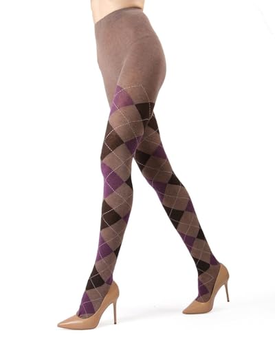 Image of MeMoi Argyle Cotton Sweater Tights for Women, Regular and Plus Size