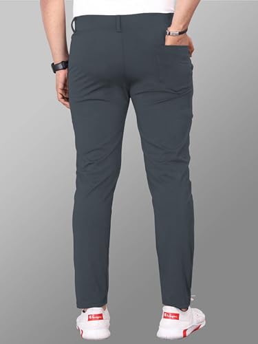 Image of Men's Black Slim Fit Formal Trouser, Casual Straight Leg Pants with Side Pockets