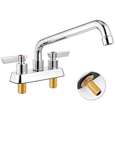 brassqueen Utility Laundry Sink Faucet 4 Inch Centerest Deck Mount,2 Lever Handles,Brass
