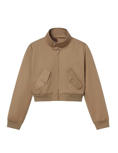 Bomber Jacket For Women Utility Trendy Coats Zip Up Lightweight Outwear Varsity Crop Tops With Pockets