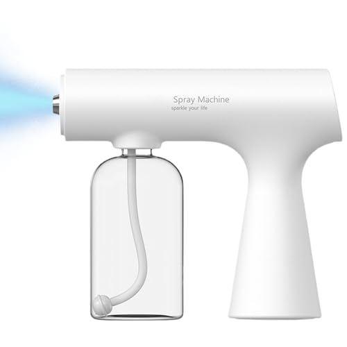 Pulverizador atomizador con luz azul, atomizador eléctrico de mano, 350 ml, nebulizador desinfectante, humidificador de mano, 2 modos, máquina nebulizadora ajustable, pulverizador electrostático recar