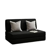 Sofá baixo 3 em 1 dobrável vira colchonete e puff multiuso para sala e área de descanso (Preto)