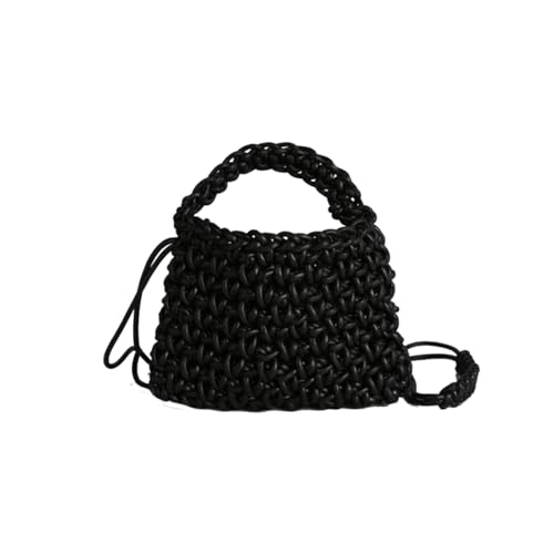 Bolso Tote tejido para mujer estilo bohemio negro miniatura 1