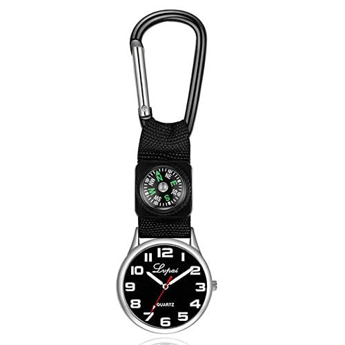 Montre de Sport Multifonctions,Portable Montre Montres de Poche,Aluminium Montre de Boussole Décontractée avec Un Mousqueton Suspendu à la Montre de Course...