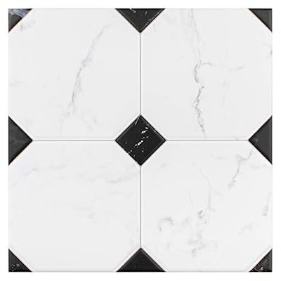 SOMERTILE Betera Jet Blanco 13-1/8"" x 13-1/8"" Ceramic Floor and Wall Tile (9 tiles/11.18 sqft.)", Black/White (FEM13BTB)