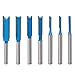 1/4 Inch Shank Router Bits Set, 7Pcs Dual Flute Cutter Straight Bit for Routers Woodworking, Dia 3-12mm