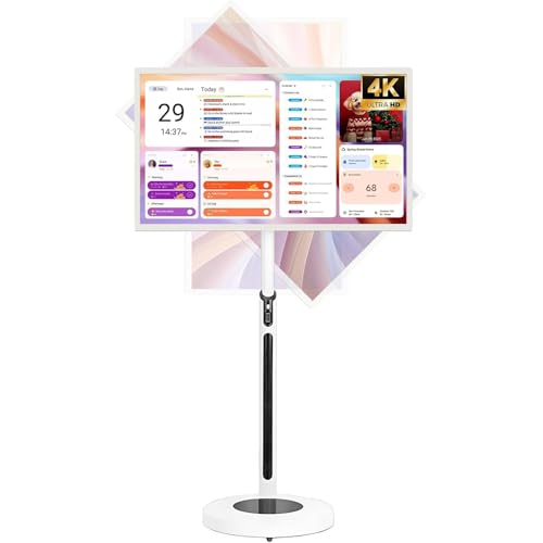 Televisor Inteligente Portátil 24'/27'/32' con Ruedas Control Remoto Televisor con Pantalla Táctil Rotación Completa Pantalla Táctil Uhd 1080p/4k Cámara Incorporada De 8mp/13mp(32in,8+128GB(4K))