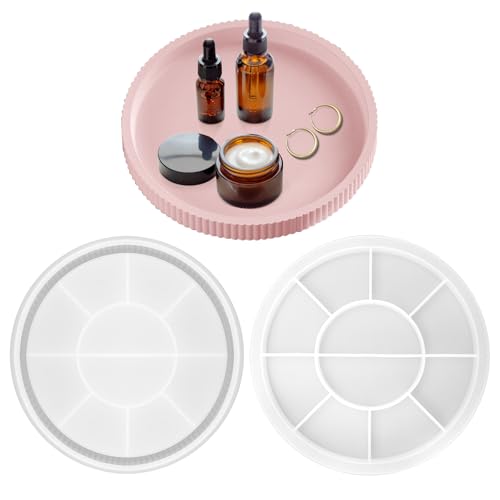 APOMOONS Moules en silicone - Plateau de 22 cm - Moule en silicone - Moule en résine époxy - Moule en silicone - Moule en plâtre pour couler - Moules pour...