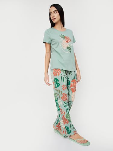 Image of Max Women's Printed Round Neck Half Sleeve Cotton Pyjama Set