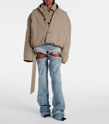 Women's Denim Pantaboots Fold Over Long Boots Punk Pointy Toe Over The Knee Cowboy Boots Stylish High Boots For Party Shows2